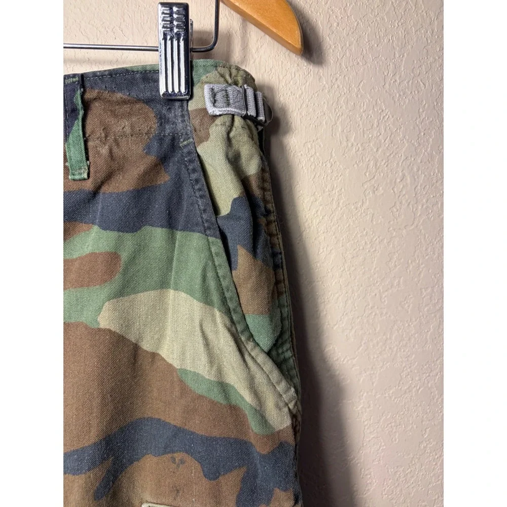 Vintage Woodland Camo Cargo Pants Military Style Tactical Trousers Green Brown